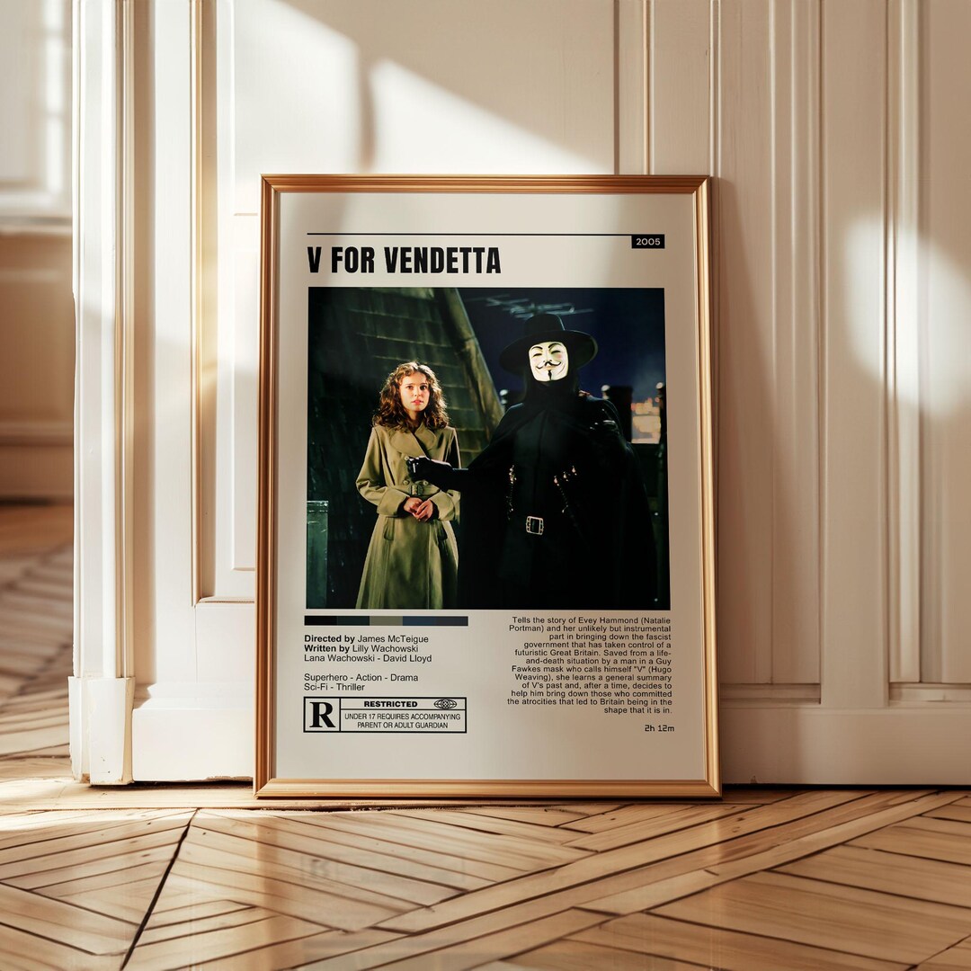 V for Vendetta Movie Poster, Minimalist Wall Art - Etsy