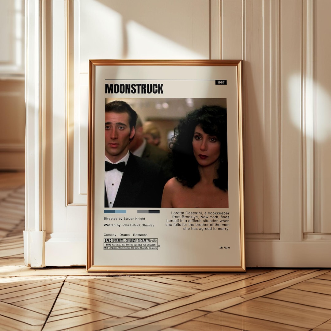 Moonstruck Movie Poster, Cher Nicolas Cage Film, Romantic Comedy