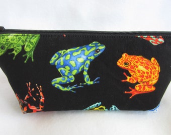 Frog Zipper Pouch (8.75" x 3.5"), Padded Bag, Small Zipper Bag