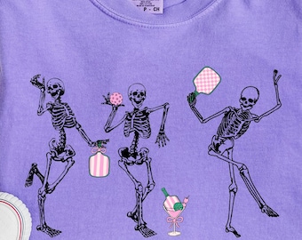 Halloween Pickleballer, Pickleballer Tee-Shirt, Comfort Color Skeleton Shirt, Pickleball Gift, Team Pickleball Shirt, Pickle Ball Player