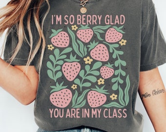 Teacher Comfort Colors, Strawberry Teacher, Back To School Comfort Colors Shirt, Cute Teacher Back To School Shirt, First Day Of School