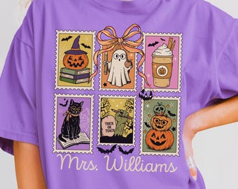 Comfort Colors Halloween Teacher Shirt, Custom Teacher Shirt, Trick Or Teach, Personalized Teacher TShirt, Teach Ghost Shirt, Teacher Gifts