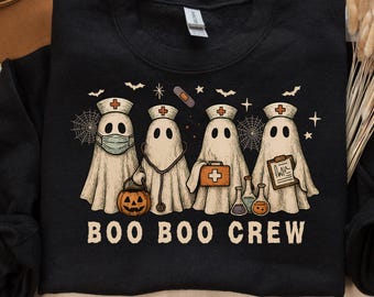 Comfort Colors® Halloween Nurse Shirt, Boo Boo Crew, Nurse Gift For Women, Spooky Season Nursing Shirt, Group Nurse Sweatshirt, Peds Nurse