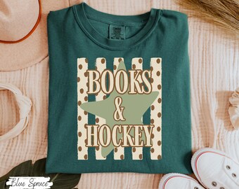 Books And Hockey Shirt, Book Lover Shirt, Hockey Lover Tshirt, Gay Hockey Shirt, Queer Hockey Tee, Booktok T-Shirts