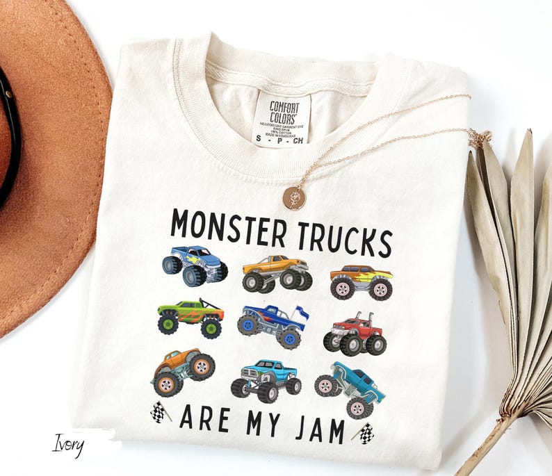 Monster Trucks Are My Jam Mom Shirt, Trucks Comfort Colors Tee Ivory