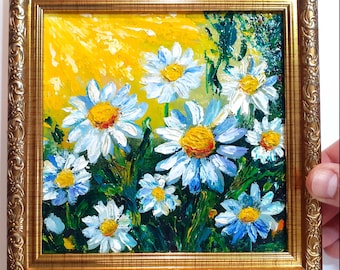 油彩画　カモミール 油彩画 カモミール