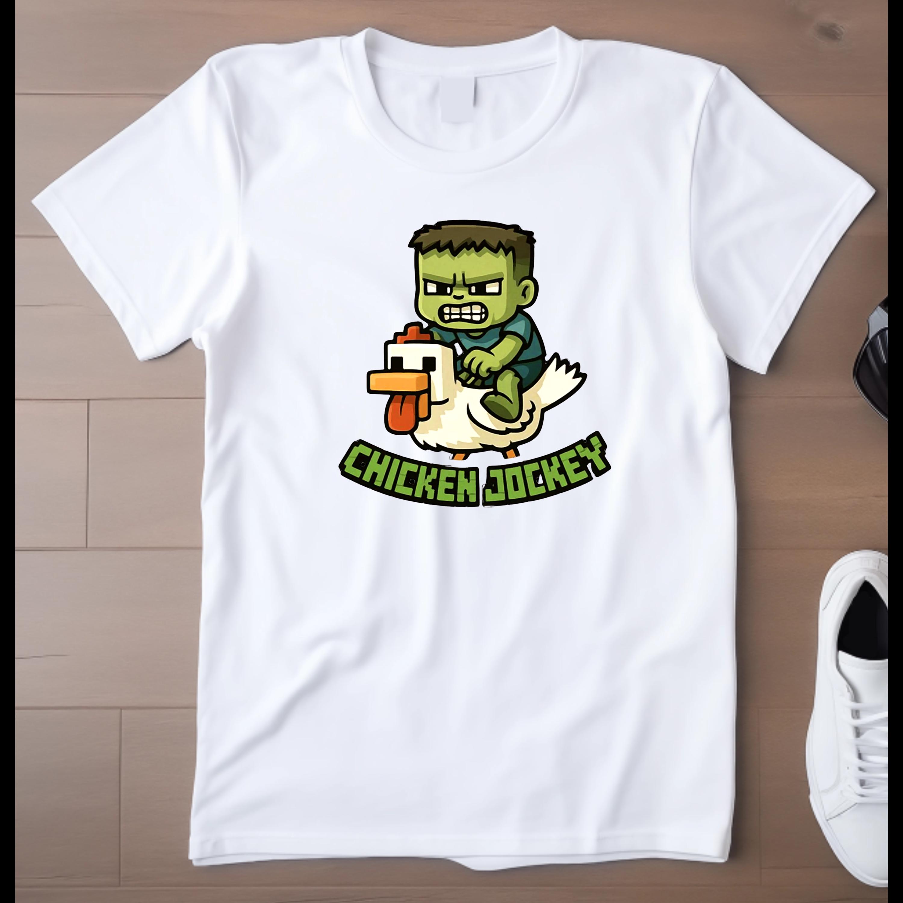 Chicken Jockey Pixel Art Funny Gamer T-Shirt - Unisex Design For Players & Friends