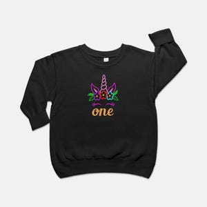 Toddler - Kids - One - Sweatshirt - Trending - Embroidered Sweatshirt - Cotton Stuff - Customized Clothing