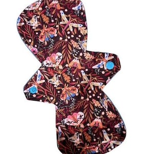 Dragonfly Print Reusable Eco-friendly sanitary pad, light incontinence pad, post-partum pad, pantyliner Available 7&quot; to 20&quot;