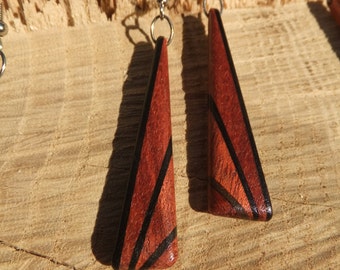 Deco Inspired Earrings - Bloodwood and Ebony