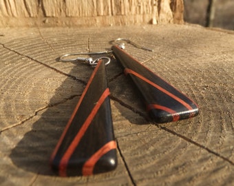 Deco Inspired Earrings - Ebony and Bloodwood