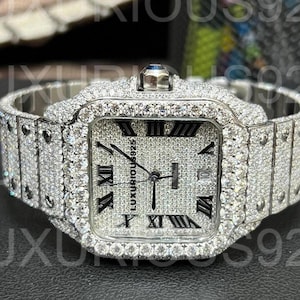 Premium VVS Moissanite Diamond Watch Automatic Movement Watch Fully Iced out Watch Stainless Steel Watch Iced out moissanite AP wristwatch