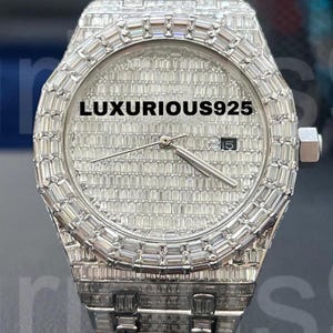 Premium VVS Moissanite Diamond Watch Automatic Movement Watch Fully Iced out Watch Stainless Steel Watch Iced out moissanite AP wristwatch