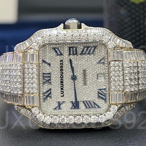 Reloj de pulsera automático de acero inoxidable con diamantes y moissanita VVS de primera calidad. Reloj de pulsera AP con diamantes y moissanita.