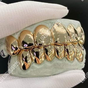 Men's Bustdown Gold Grillz 925 Silver Hip Hop Teeth Handmade Custom Gold Grillz
