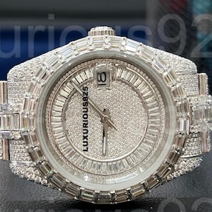 Premium VVS Moissanite Diamond Watch Automatic Movement Watch Fully Iced out Watch Stainless Steel Watch Iced out moissanite AP wristwatch