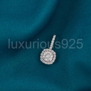 925 Sterling Silver Square Cushion Cut Diamond Pendant Cubic zirconia Diamond Handmade pendant Pendants for Jewelry Making