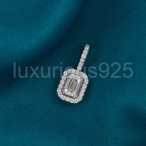 Emerald Cut Moissanite Pendant Sparkling Rectangle Necklace with a Dazzling Emerald Moissanite Solitaire Pendant For Her Silver pendant