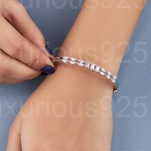 Channel Setting Bangle Armband Marquise & Baguette Cut Moissanite Diamond Bangle Bracelet Party Wear Armband Voor Vrouwen Kerstcadeau