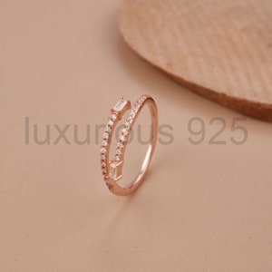 Baguette Ring RoseGold Baguette Moissanite Engagement Ring Stacking Ring Dainty Diamond Ring Baguette Diamond Ring Promise Ring Gift For Her