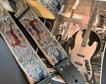 STAG and WOLF Guitar Strap on grey acoustic guitar strap 3 guitar strap length sizes  bass guitar medieval tapestry guitar strap