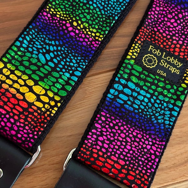 DRAGON SKIN RAINBOW Guitar Strap light reflective neon strap sparkle acoustic guitar bass guitar banjo electric guitar  Mariachi straps