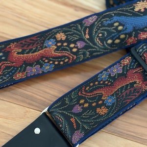 STAG and WOLF Guitar Strap on black acoustic guitar strap 3 guitar strap length sizes  bass guitar medieval tapestry guitar strap