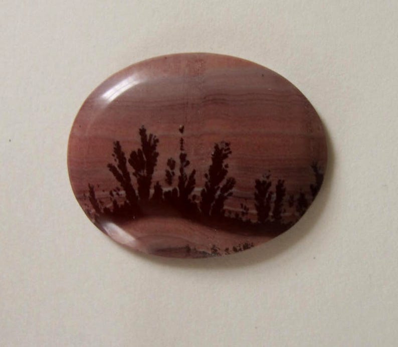 Oval Indian Paint Jasper designer cabochon. 26 x 34 mm. High sheen polish. Dark Browns, pinkish tan tones. 125L0214 image 1