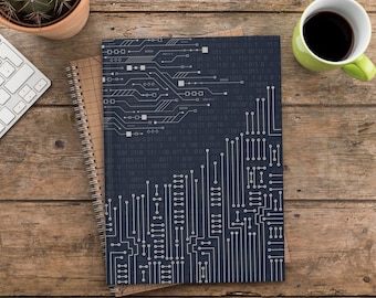 Hardcover notebook met printplaatontwerp - met verschillende achtergronden, ingenieursgeschenken, cadeau computerprogrammeur, schoolbenodigdheden technisch tijdschrift