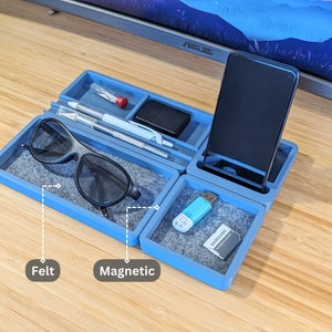 Desk Organization Tray Set, Home Office Desk Accessories, Phone Stand, Catch All, Pen Holder, Modern Office, Husband Gift, Coworker Gift
