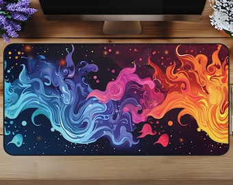 Fire Waves Desk Mat | Colorful Extended Mousepad