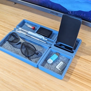 Desk Organization Tray Set, Home Office Desk Accessories, Phone Stand, Catch All, Pen Holder, Modern Office, Husband Gift, Coworker Gift