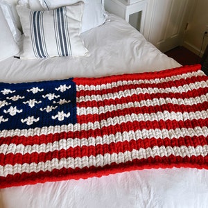 American Flag Handmade Chunky Knit Blanket