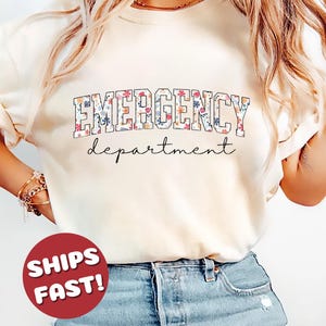 Comfort Colors® Floral Emergency Department Shirt, Emergency Nurse Shirt, Emergency Shirt, ER Nurse Crewneck, ER Nurse Gift, ER Department