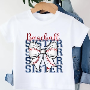 Baseball Sister Shirt, Baseball Sister Bow T Shirt, Little Sister Biggest Fan, Baseball Sister Shirts Youth or Adult