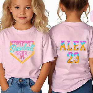 Baseball Sister Shirt, Baseball Drip T Shirt, Little Sister Biggest Fan, Two Player Shirt, Baseball Sister Shirts Youth or Adult