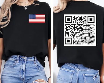 Camiseta con código QR del baile de Trump, camiseta viral con código QR de la YMCA del baile de Trump, camiseta de broma del baile de Trump, camiseta republicana, regalo republicano, camiseta con la bandera de Trump
