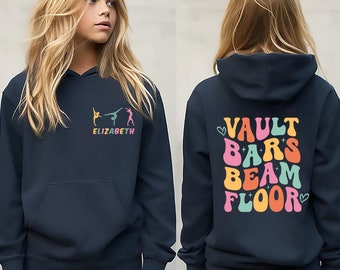 Personalized Gymnast Sweatshirt, Custom Gymnast Hoodie, Vault Floor Bars Beam, Gymnastics T-Shirt, Youth Gymnastic Sweatshirt, Gymnast Gift
