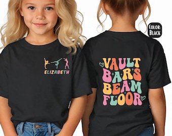 Personalized Gymnast T Shirt, Custom Gymnast Tee, Vault Floor Bars Beam, Gymnastics T-Shirt, Youth Gymnastic Sweatshirt, Gymnast Gift