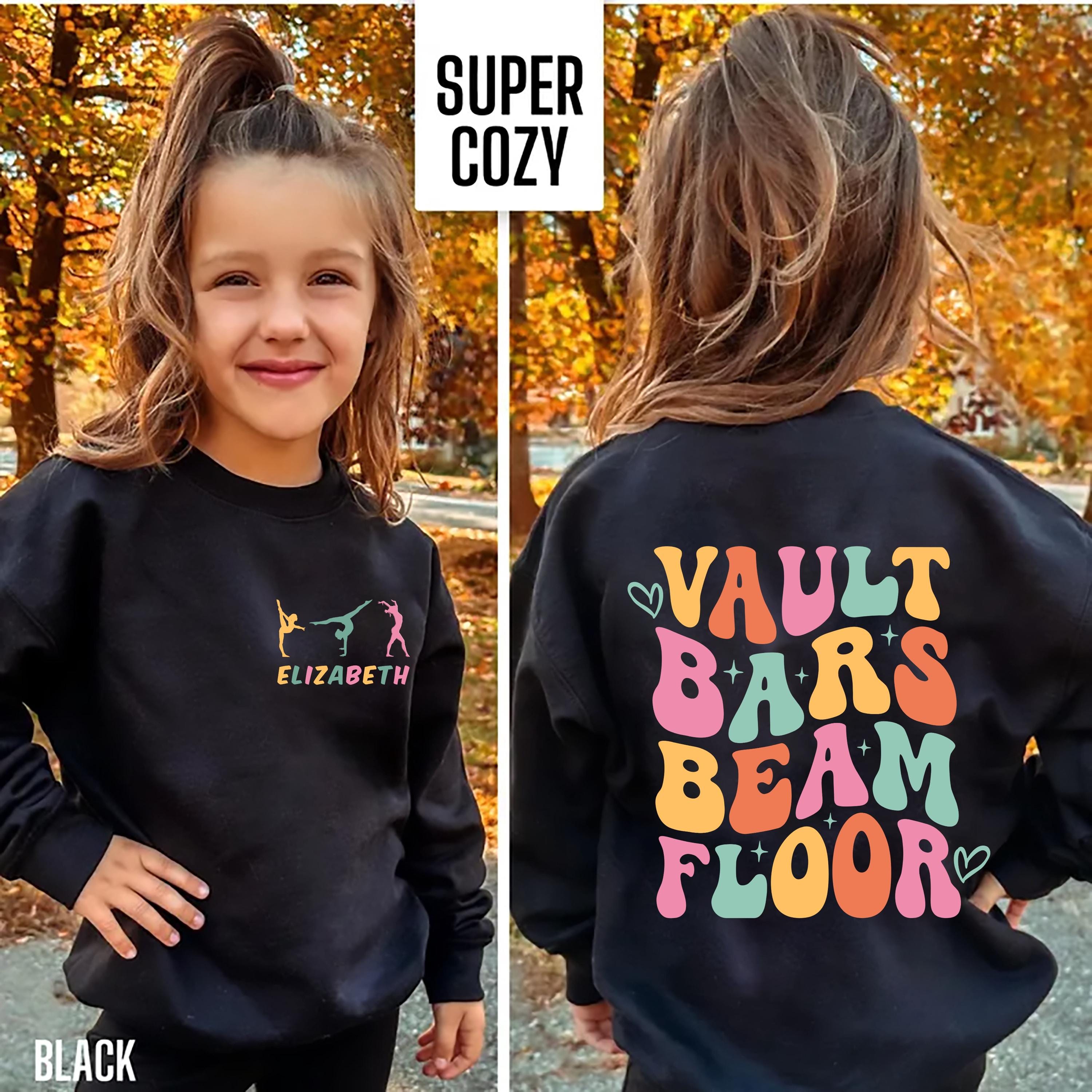 Personalized Gymnast Sweatshirt, Custom Gymnast Hoodie, Vault Floor Bars Beam, Gymnastics T-Shirt, Youth Gymnastic Sweatshirt, Gymnast Gift
