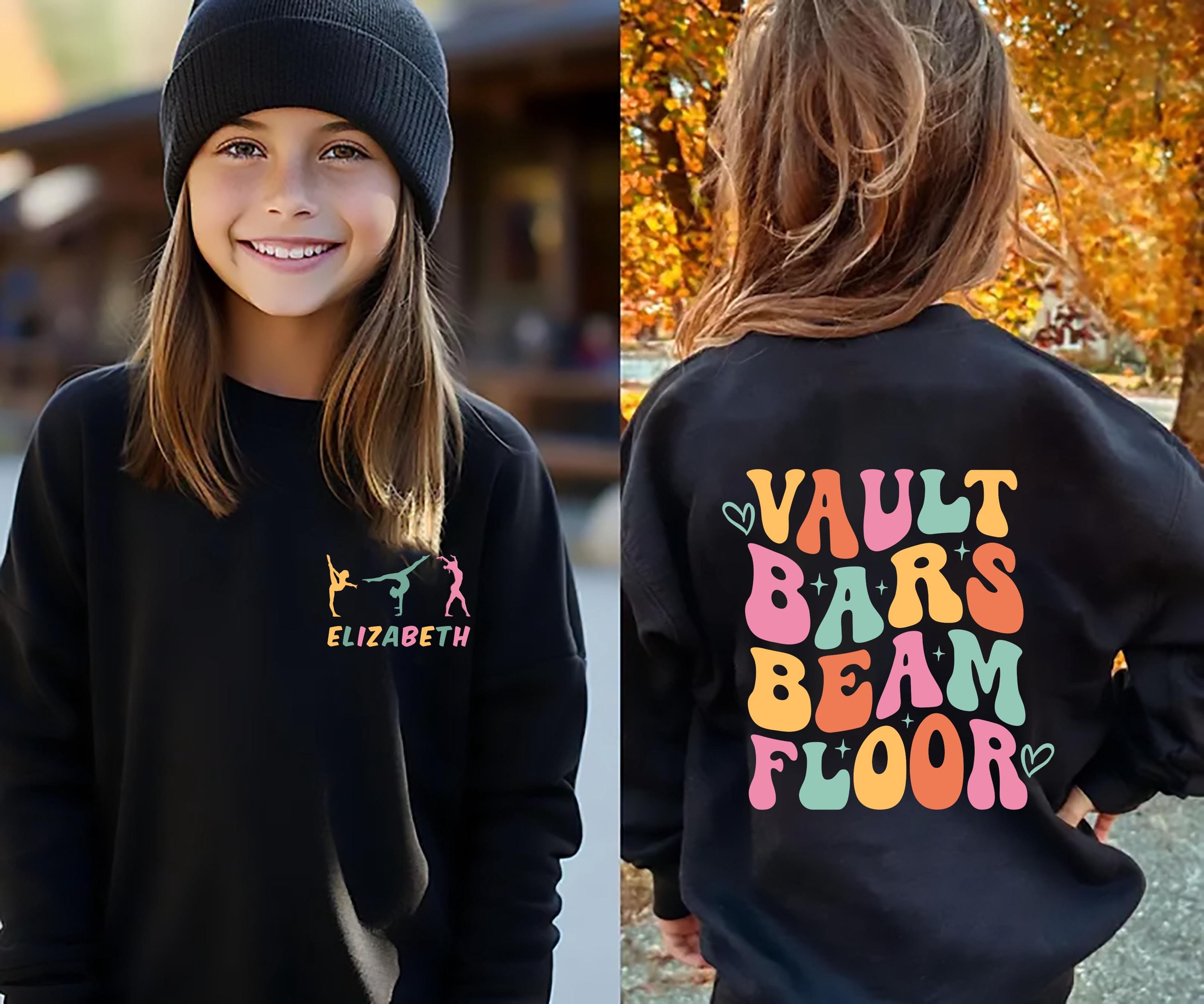 Personalized Gymnast Sweatshirt, Custom Gymnast Hoodie, Vault Floor Bars Beam, Gymnastics T-Shirt, Youth Gymnastic Sweatshirt, Gymnast Gift