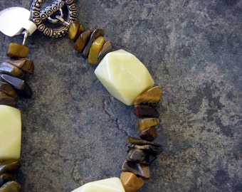 Tiger Eye and Yellow Jade Bracelet