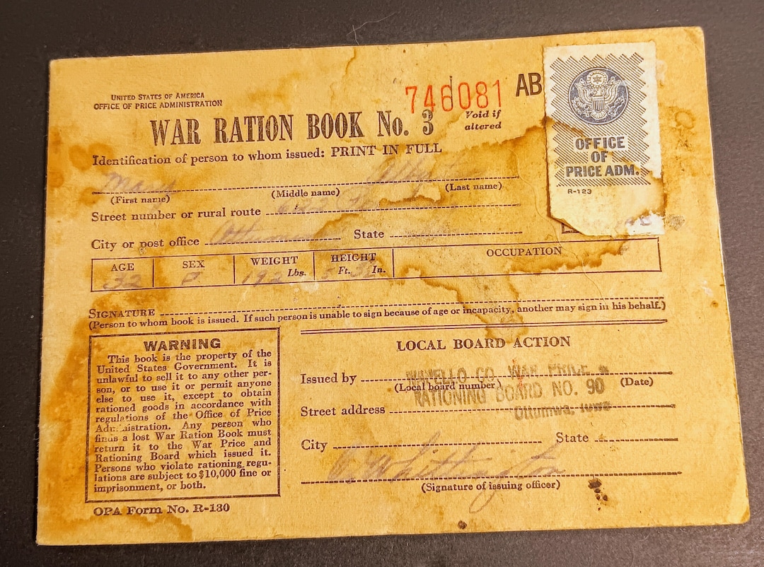 Green Ration Book WWII War Ration Book No.3 - Etsy