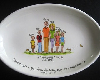 EXTRA Large Personalized Family Platter - Handpainted 16 Inch Oval Family Platter - Personalized - Great Gift