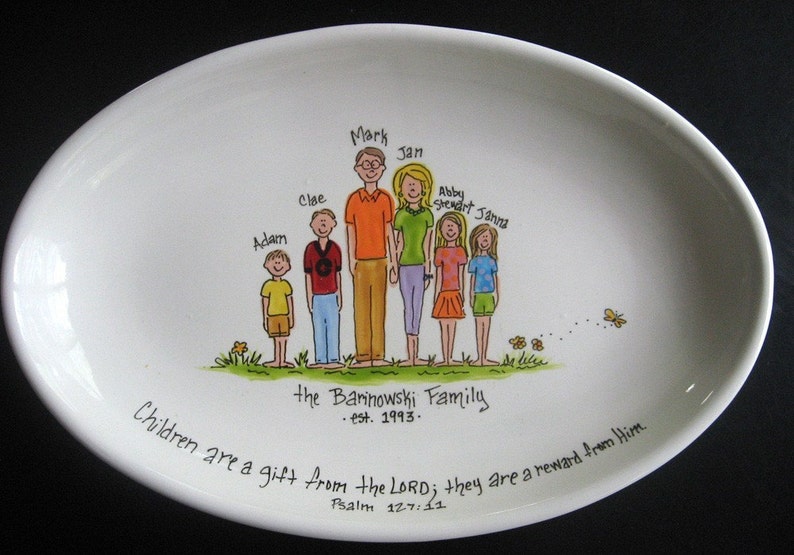 Handpainted 13 Inch Oval Family Platter Personalized Great Gift for mom, grandma or housewarming gift image 1