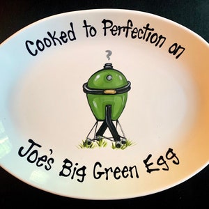 Personalized Big Green Egg BBQ Grill Platter for Dad, Uncle, Grandpa or any Special Chef - - Great Fathers Day Gift