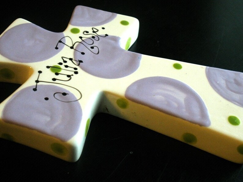 Children/'s Hand Painted Ceramic Cross Great Baptism Christening or Shower Gift