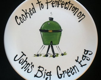 EXTRA LARGE 15" Personalized BBQ Plate - - Hand Painted Ceramic Grill Plate - Great Father's Day Gift
