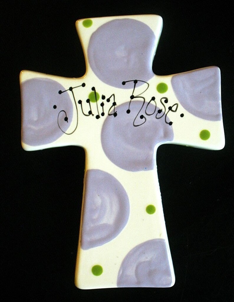 Children/'s Hand Painted Ceramic Cross Great Baptism Christening or Shower Gift