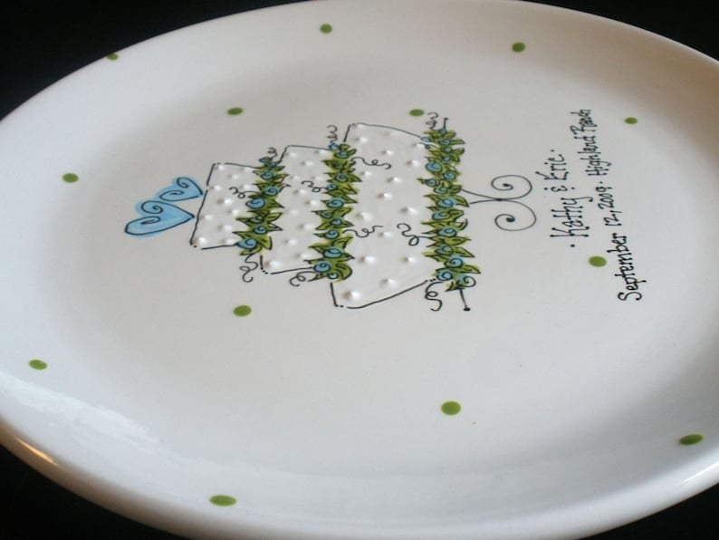 Personalized Wedding Plate Hand Painted Ceramic Wedding Plate image 3